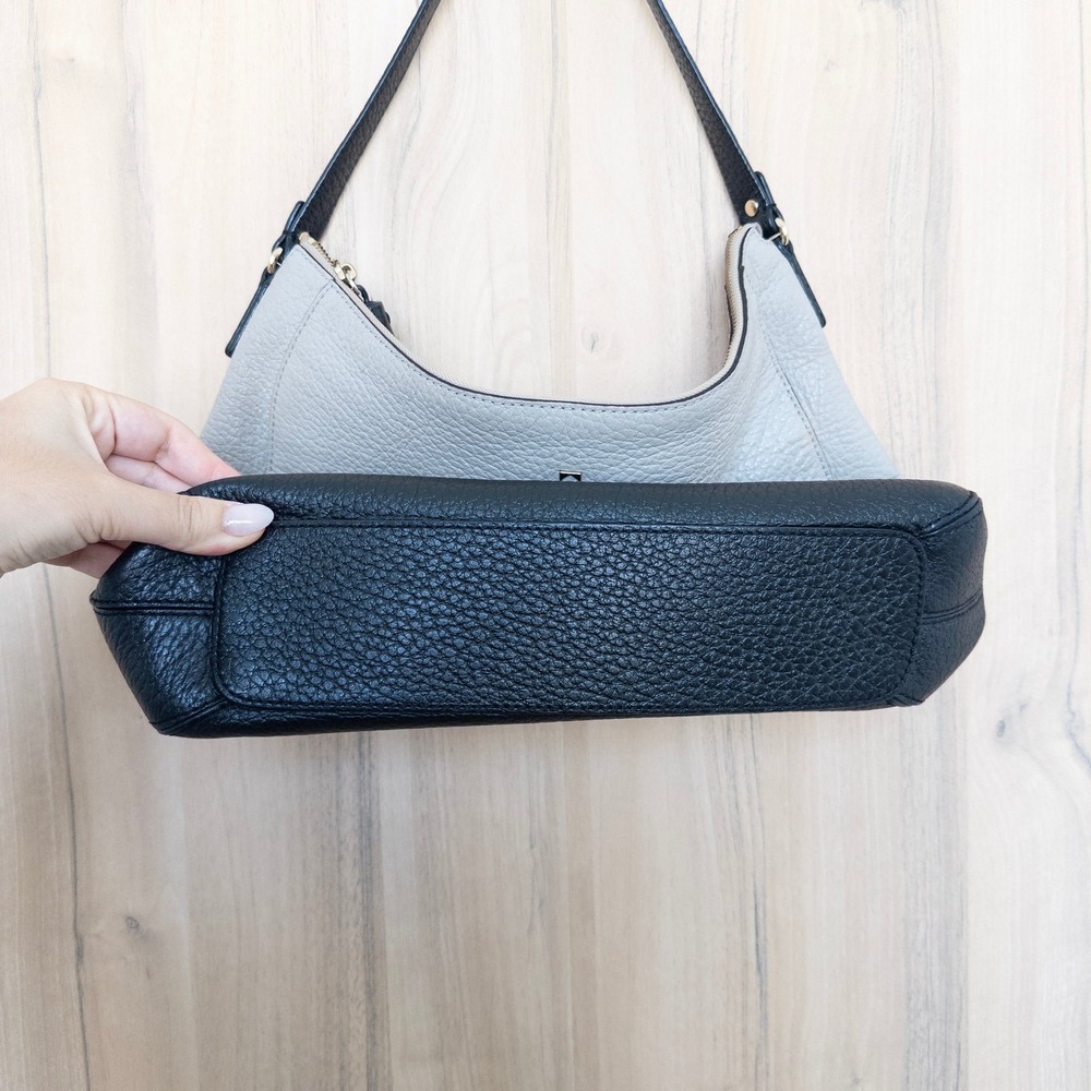 Kate Spade Hobo Leather Shoulder Bag Beige Black Colorblock Preppy‎ Minimalist View 3